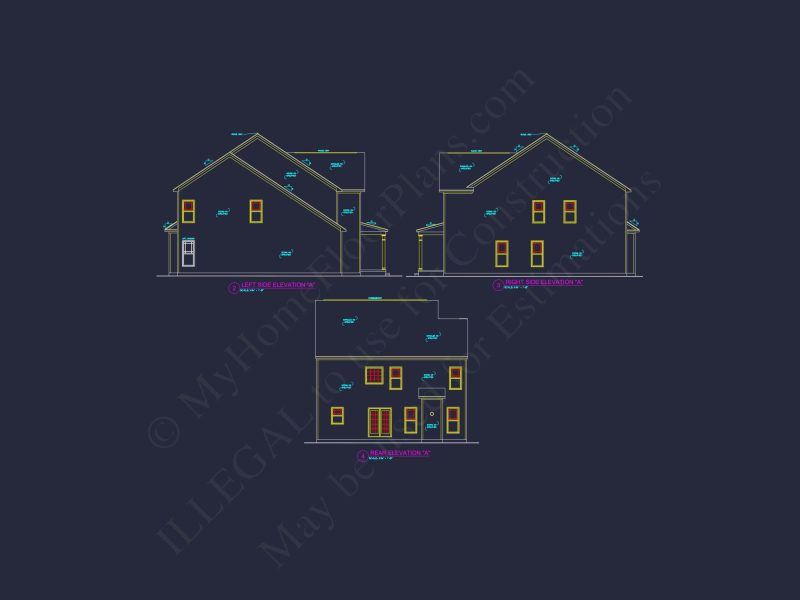 Modern house Plan with 4 Bedrooms, 2 Stories & CAD Designs