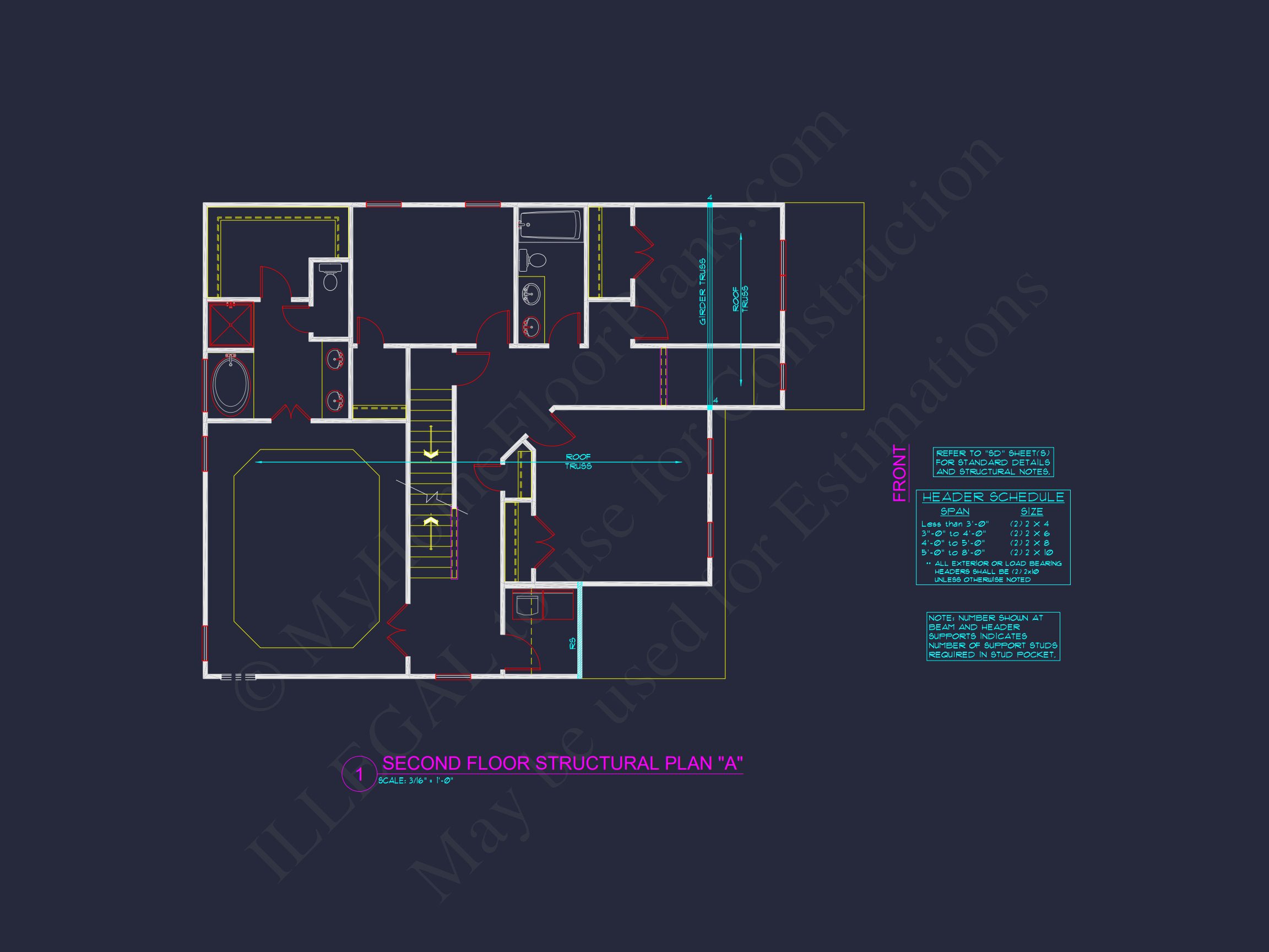 Modern house Plan with 4 Bedrooms,2 Stories & CAD Designs