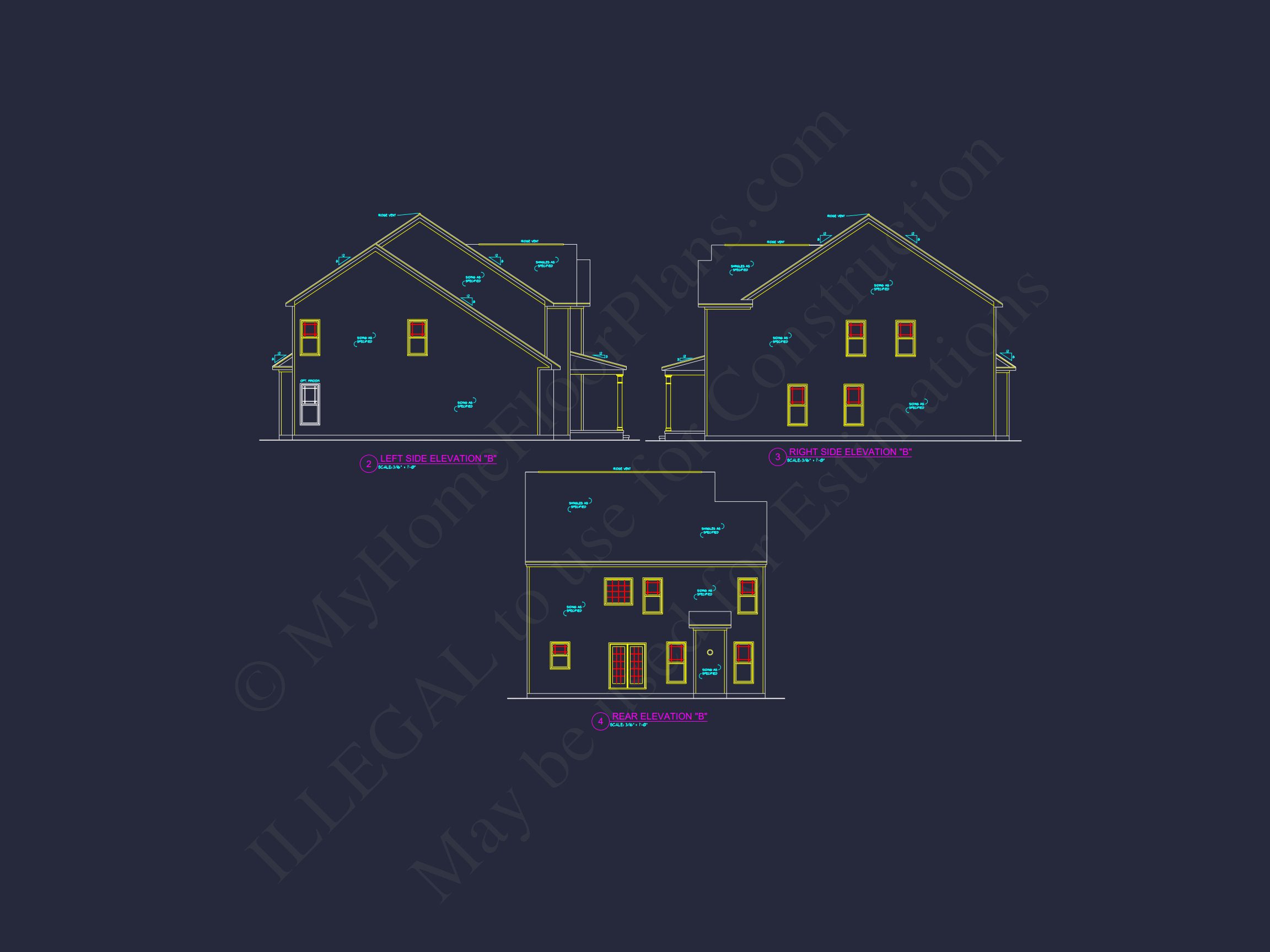 Modern house Plan with 4 Bedrooms,2 Stories & CAD Designs