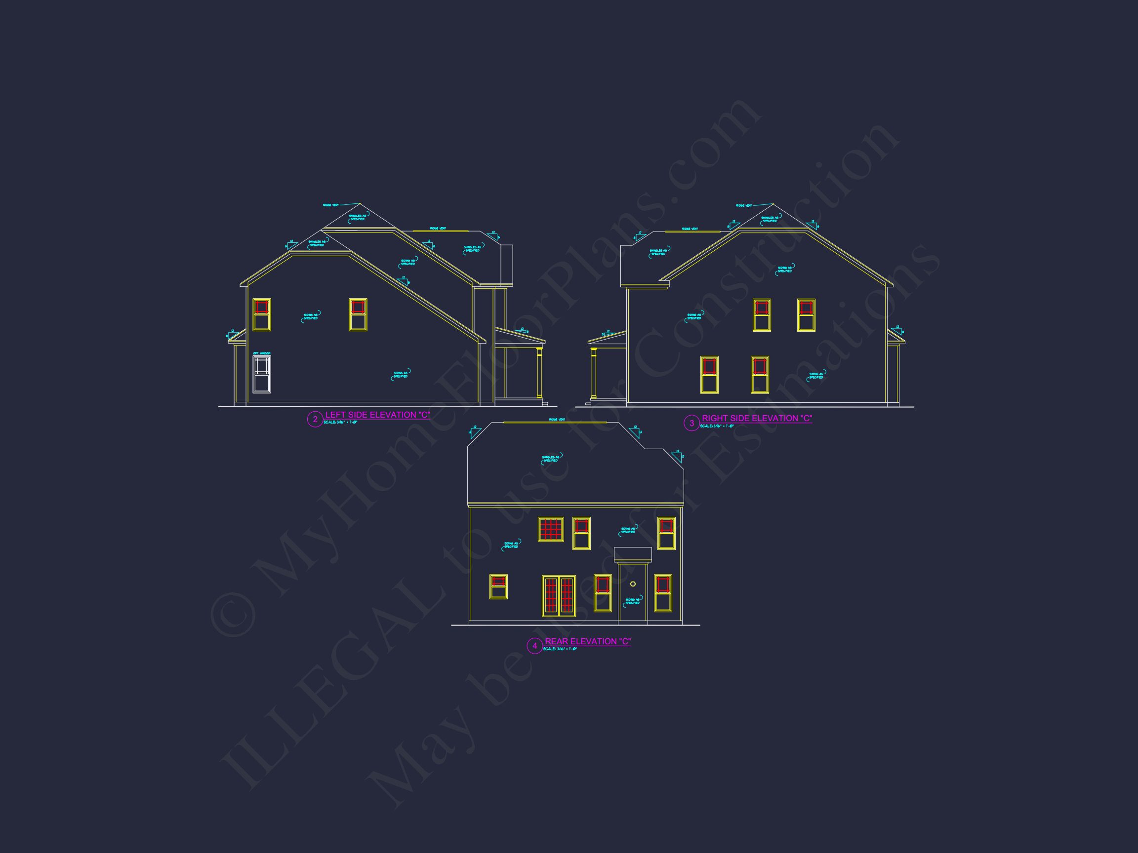 Modern house Plan with 4 Bedrooms,2 Stories & CAD Designs