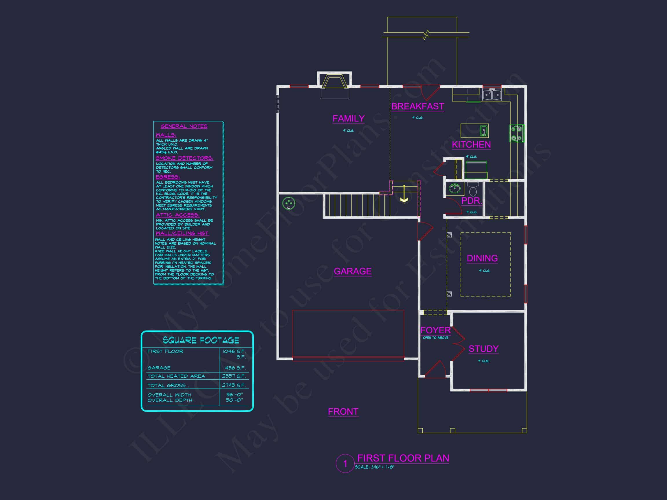 Modern house Plan with 4 Bedrooms,2 Stories & CAD Designs