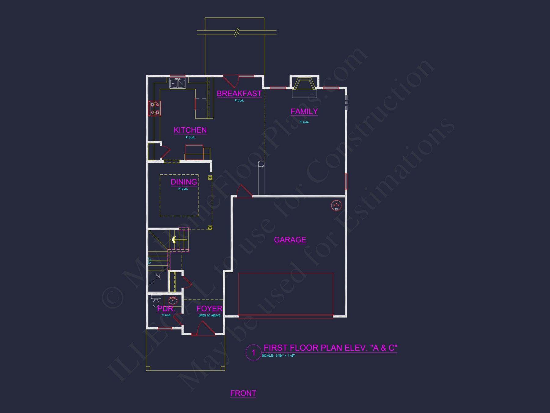 Modern house Plan with 4 Bedrooms, 2.5 Baths, and CAD Designs