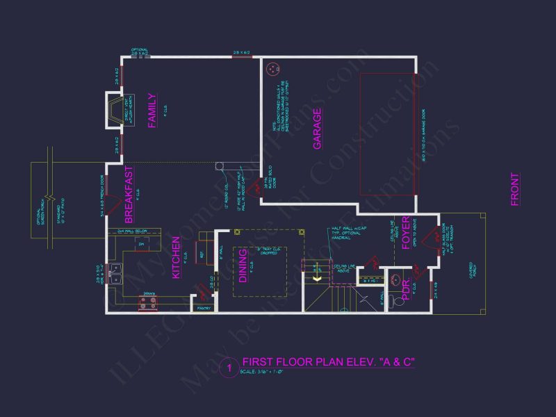 Modern house Plan with 4 Bedrooms, 2.5 Baths, and CAD Designs