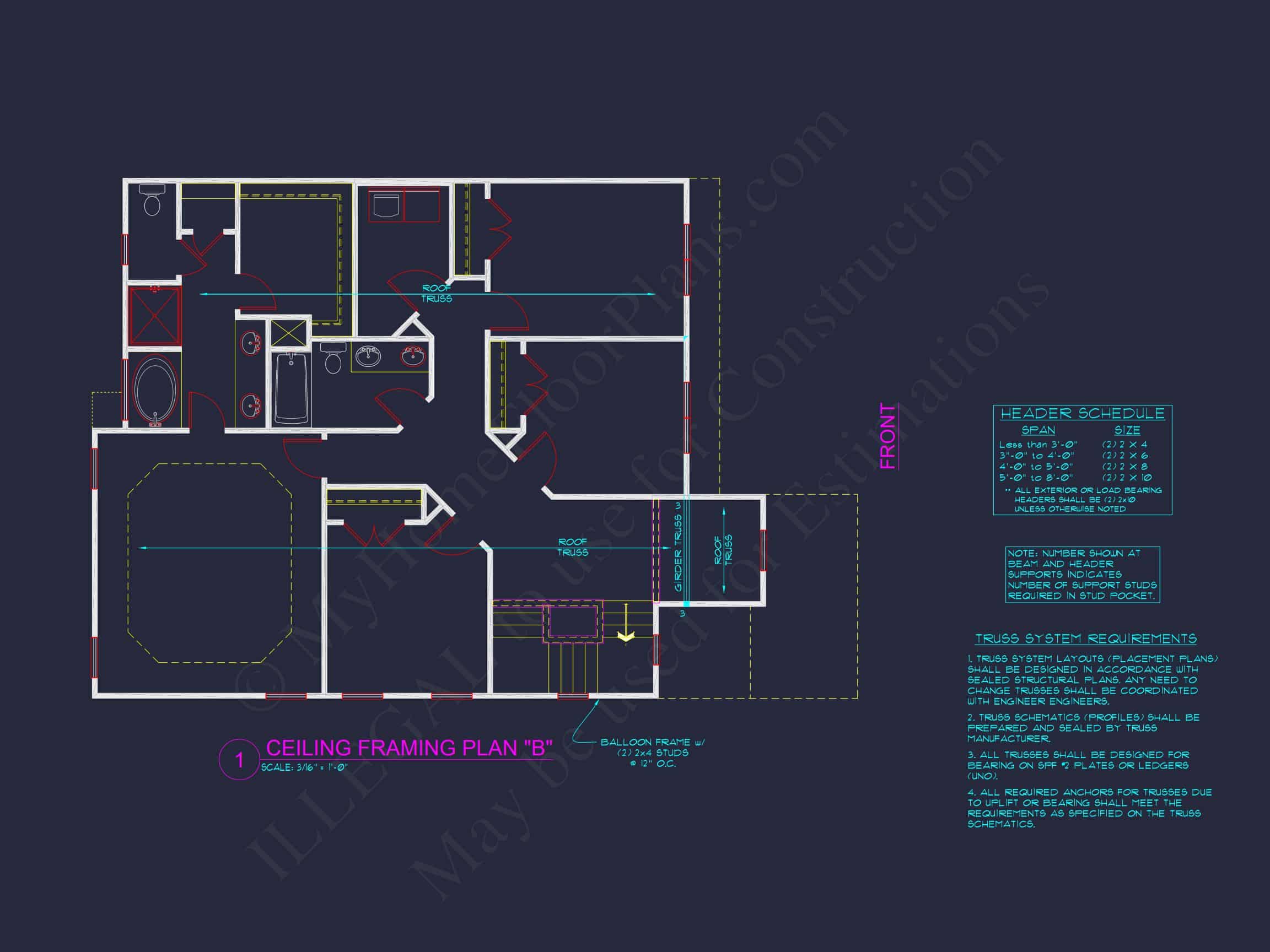 Modern house Plan with 4 Bedrooms,2.5 Baths,and CAD Designs