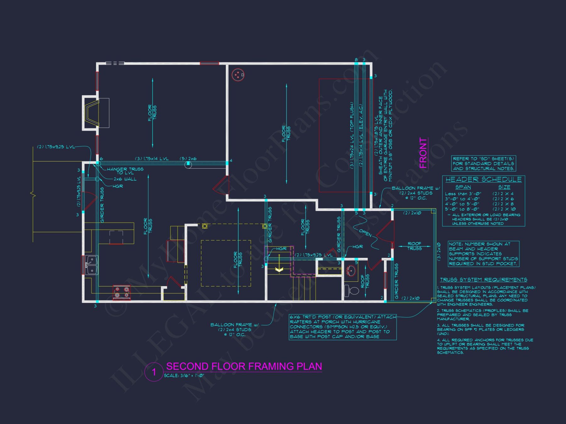 Modern house Plan with 4 Bedrooms, 2.5 Baths, and CAD Designs