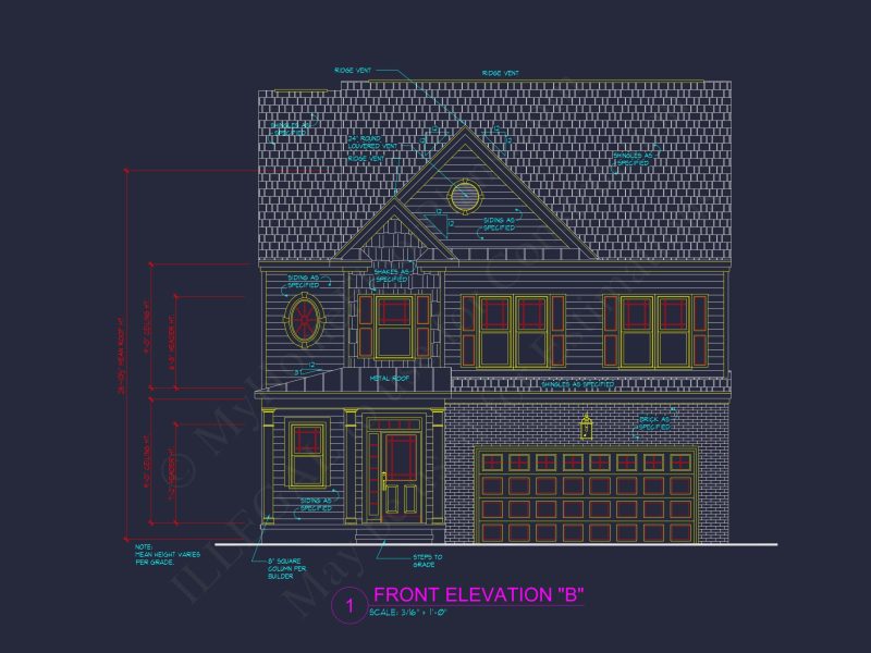 Modern house Plan with 4 Bedrooms, 2.5 Baths, and CAD Designs