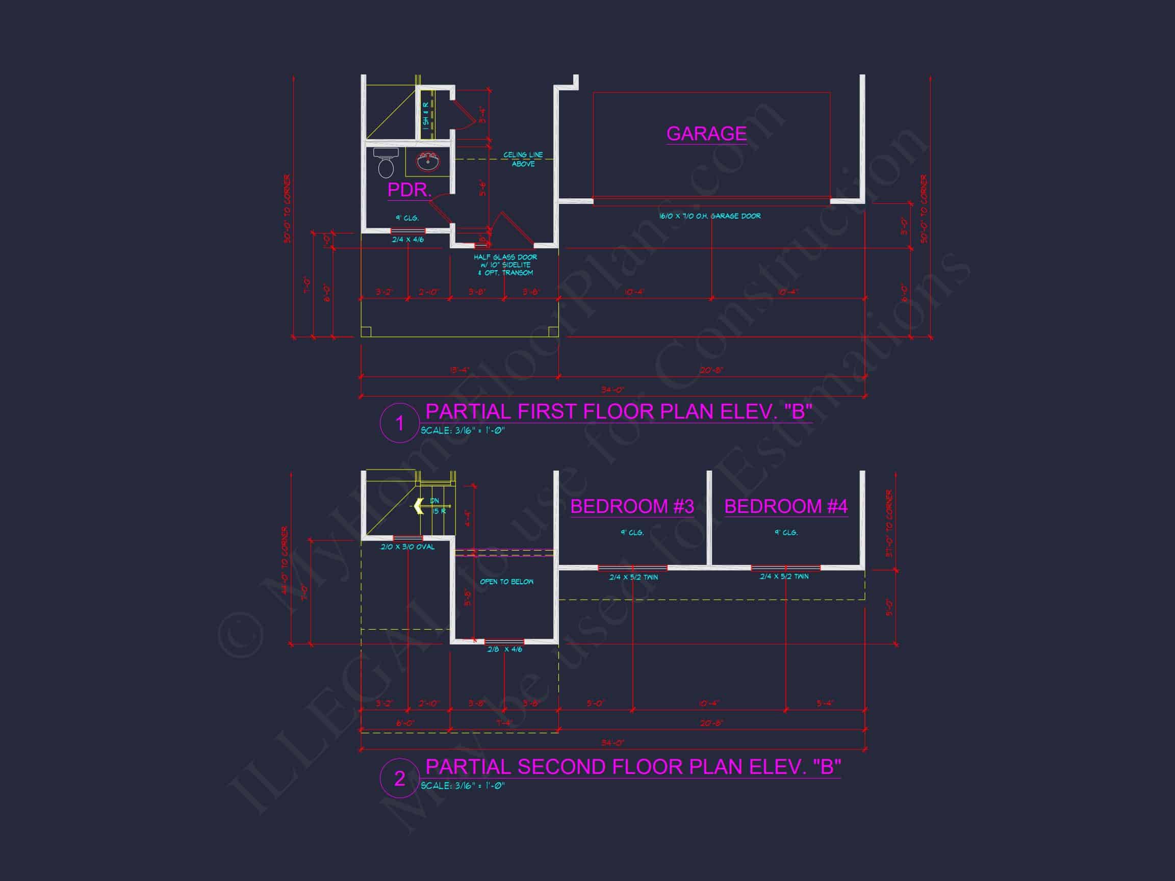 Modern house Plan with 4 Bedrooms,2.5 Baths,and CAD Designs