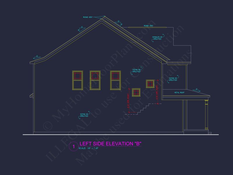 Modern house Plan with 4 Bedrooms, 2.5 Baths, and CAD Designs