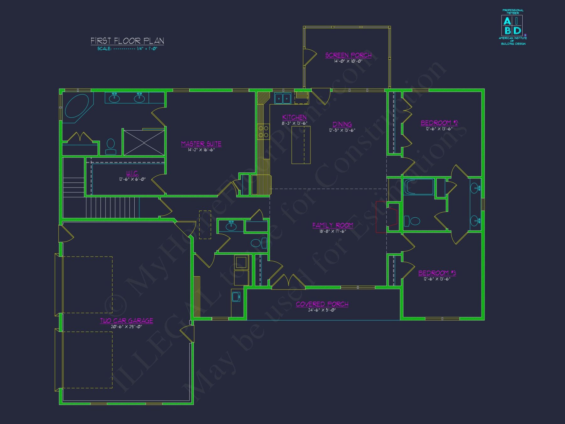Modern house Plan with Open Floor Plan & CAD Designs