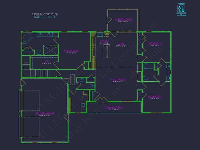 Modern house Plan with Open Floor Plan & CAD Designs