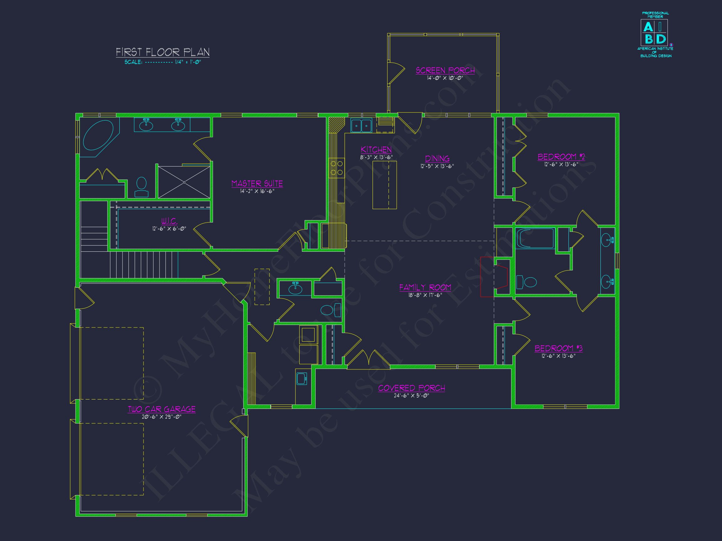 Modern house Plan with Open Floor Plan & CAD Designs