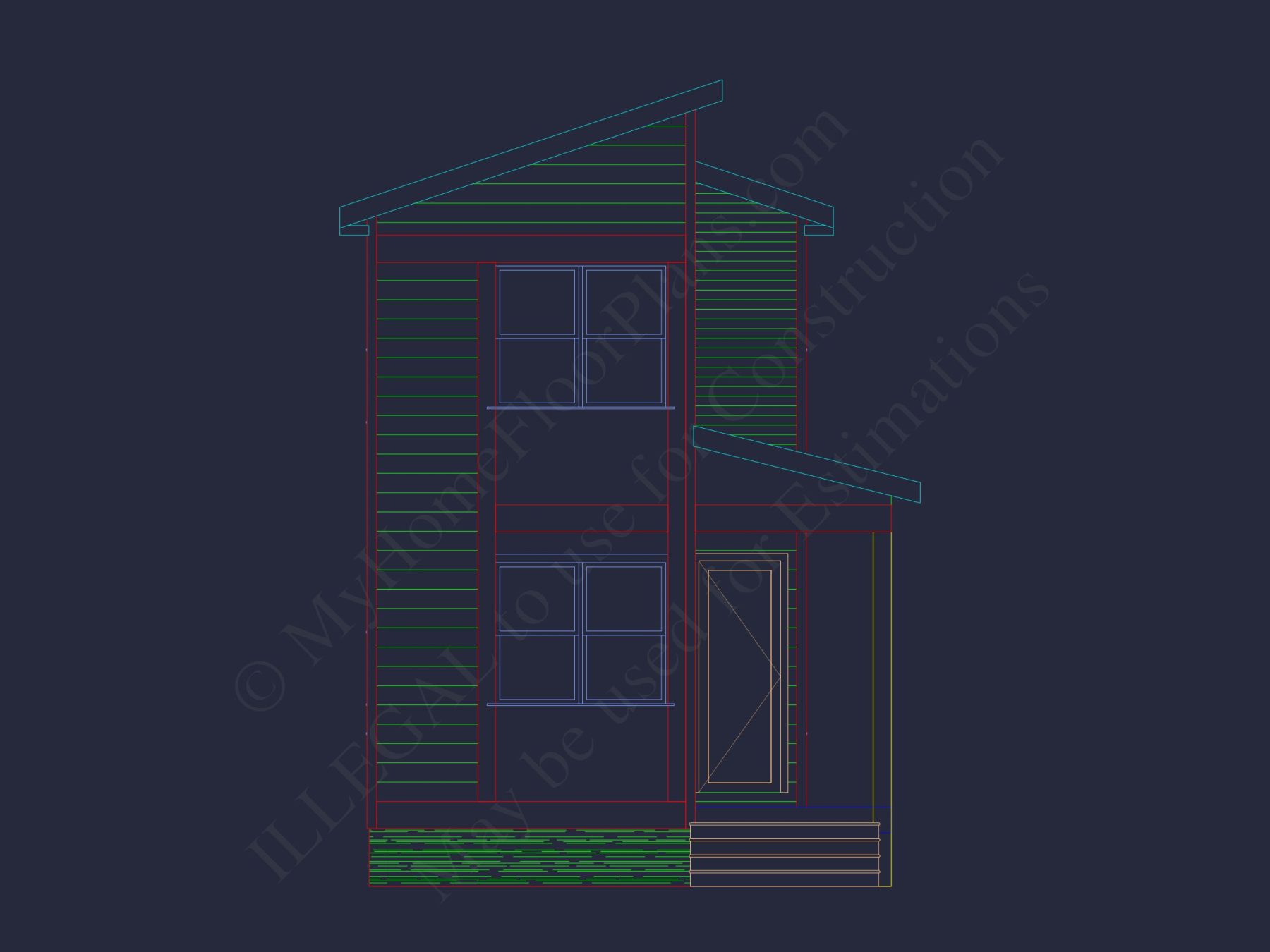 Modern house Floor Plan with 2-Story Blueprint and CAD Designs