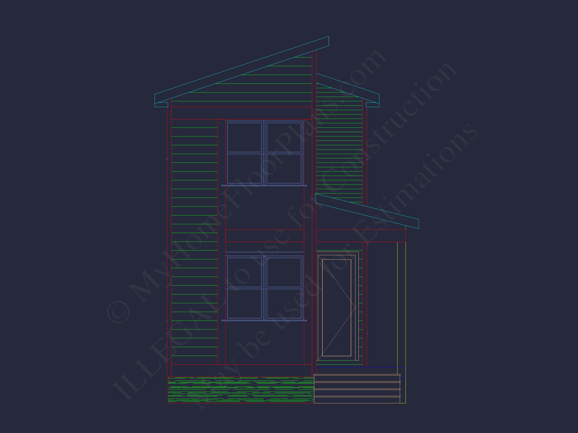 Modern house Floor Plan with 2-Story Blueprint and CAD Designs