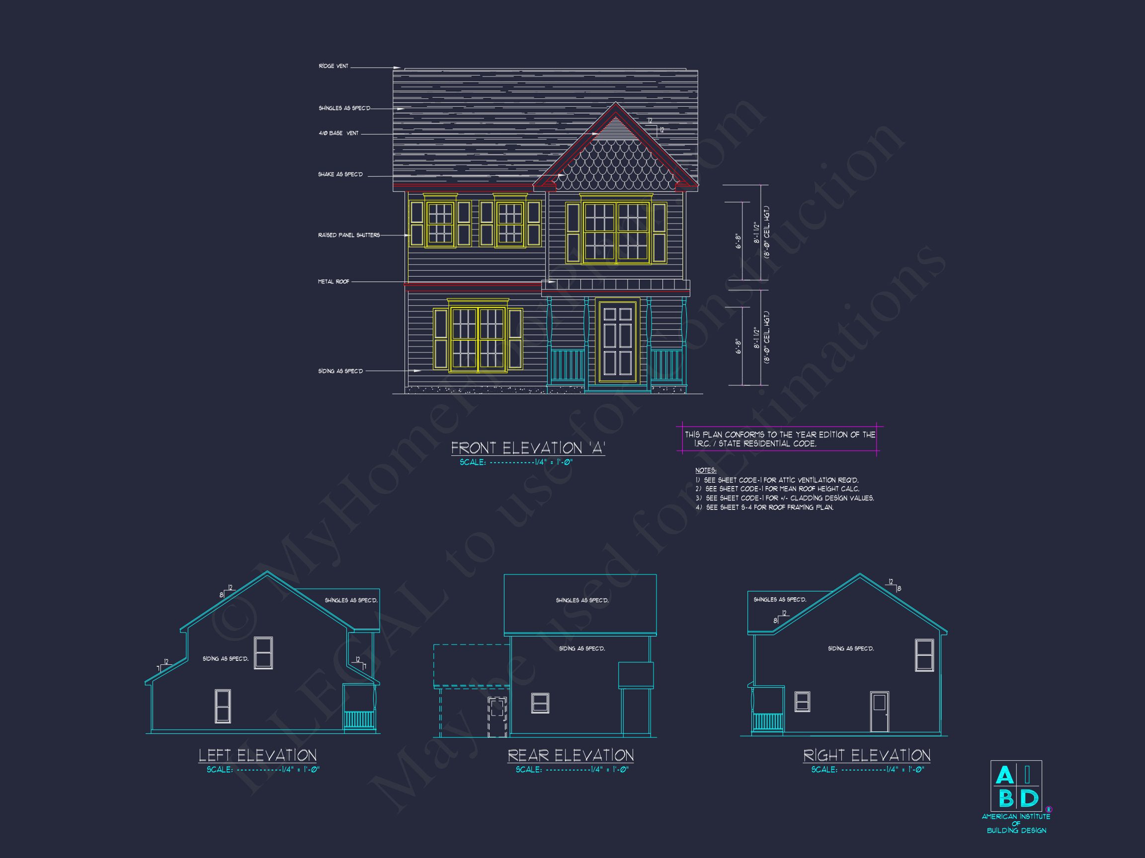 Modern house Floor Plan with 2-Story CAD Blueprint Designs