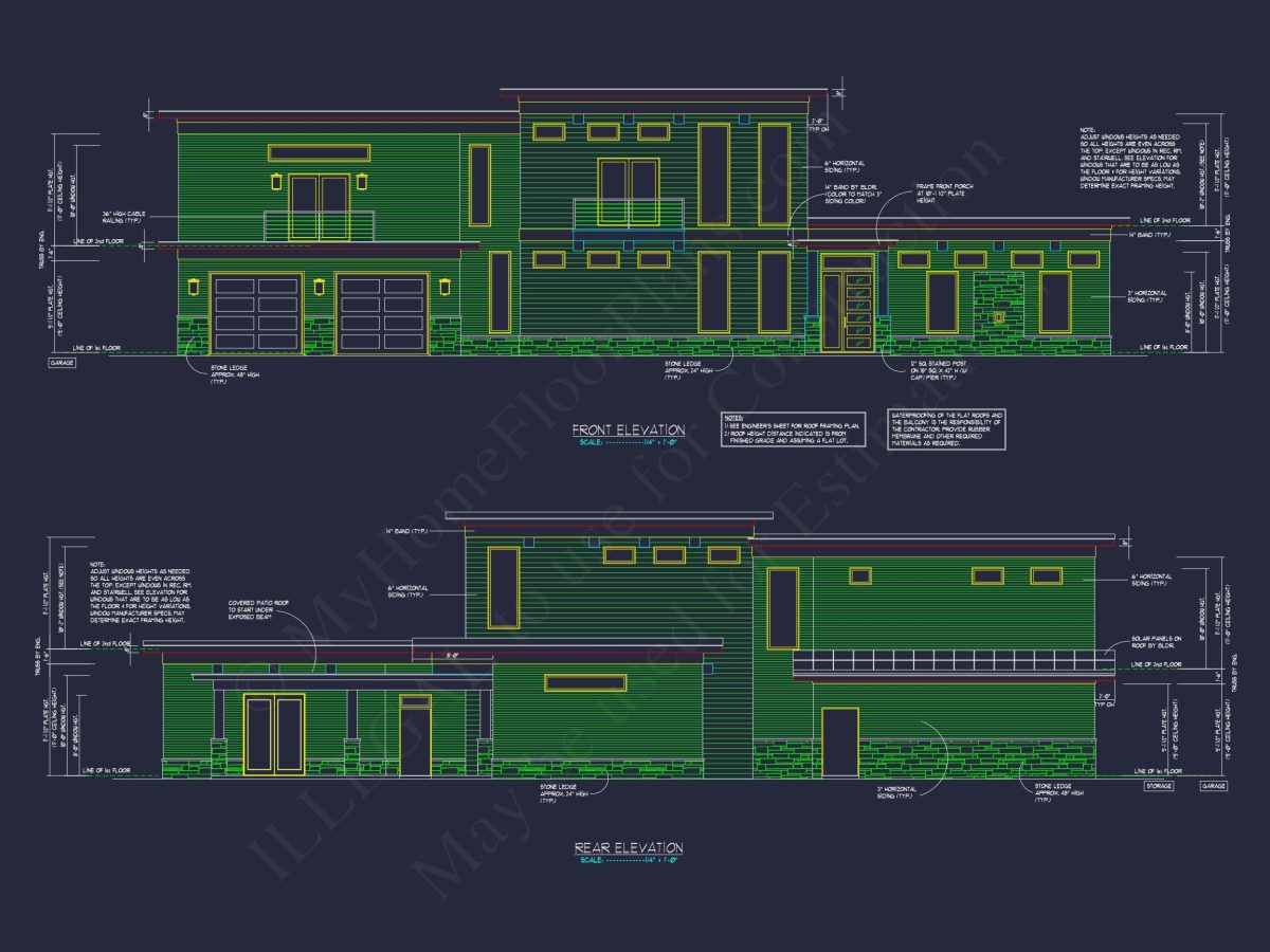 Modern house Floor Plan with 3-Car Garage and CAD Designs