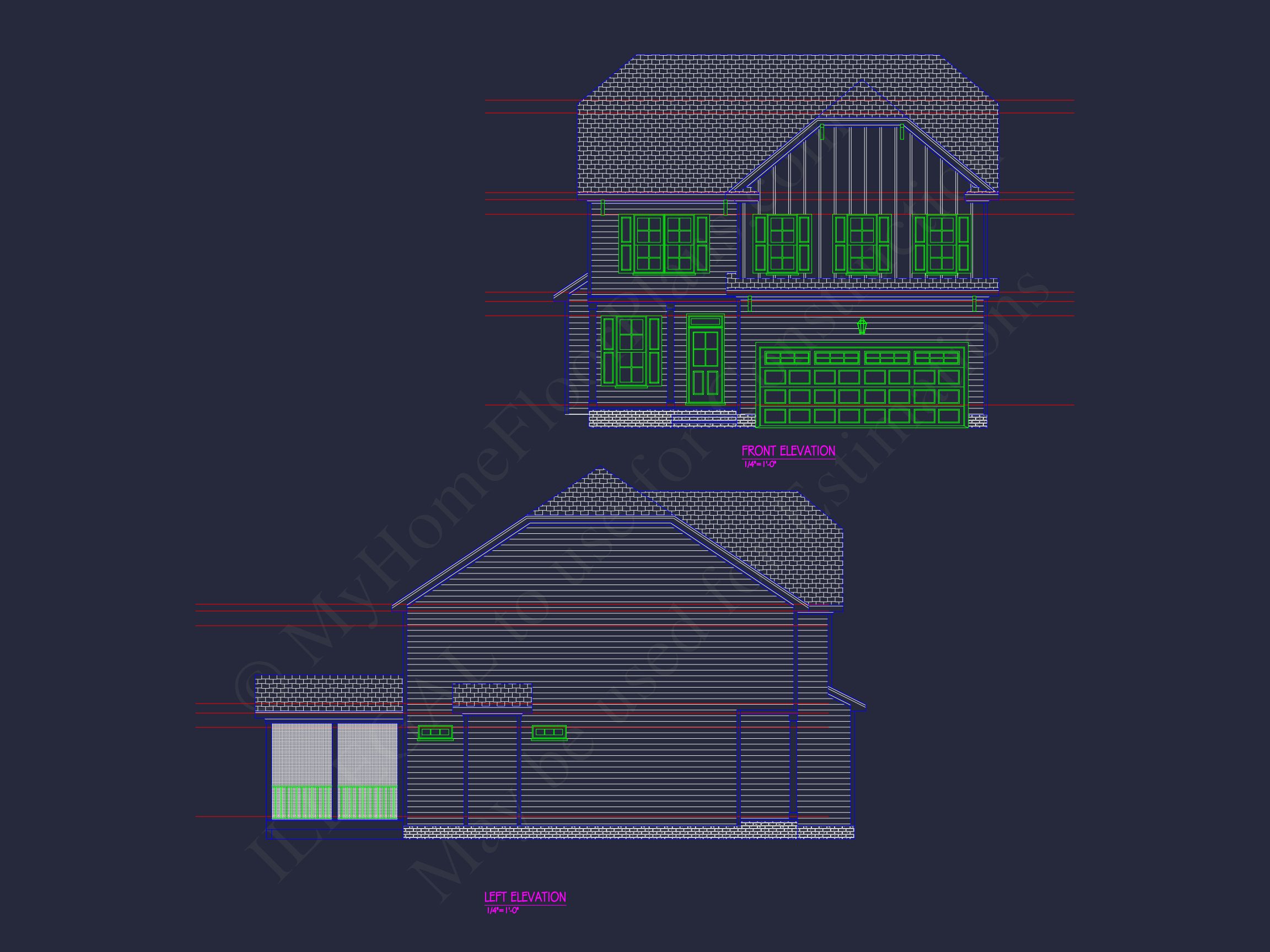Modern house Plan with 2 Stories,CAD Blueprint & Features
