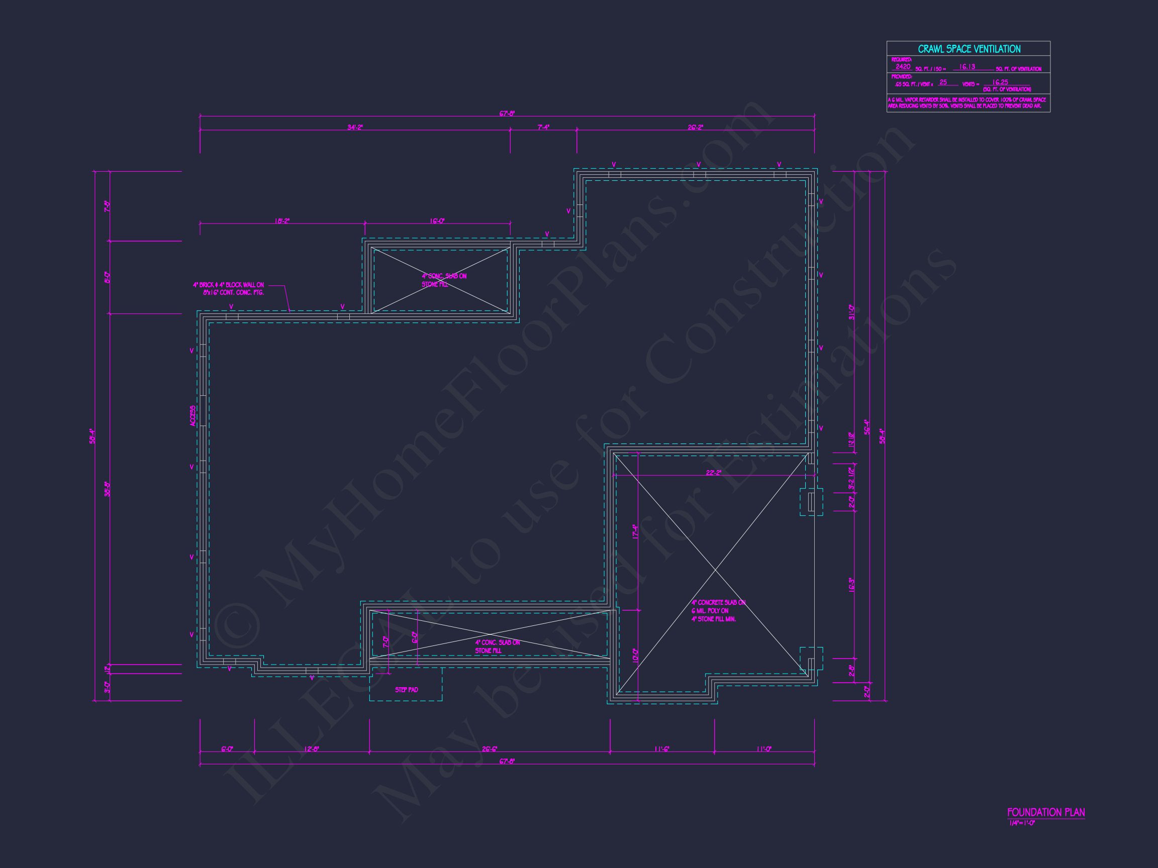 Modern Ranch house Floor Plan with CAD Blueprint Designs