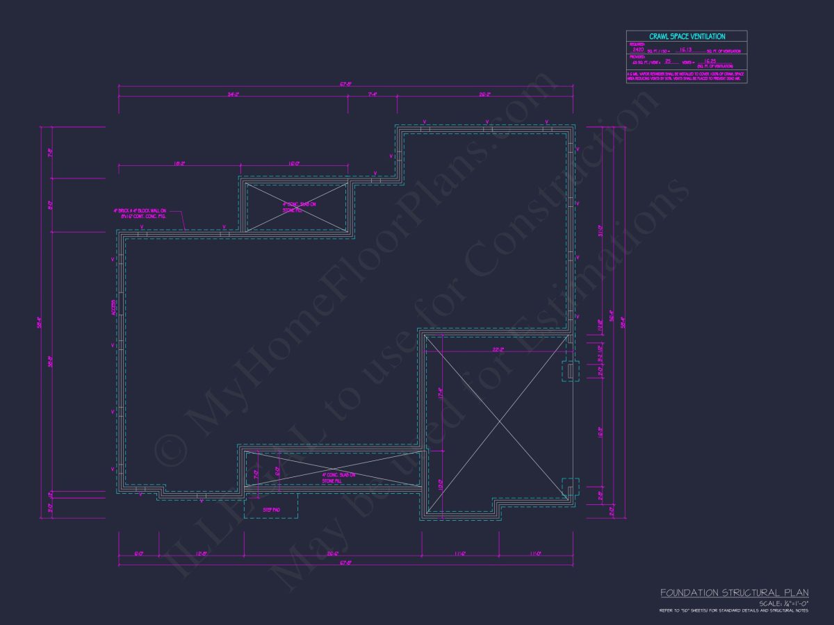 Modern Ranch house Floor Plan with CAD Blueprint Designs