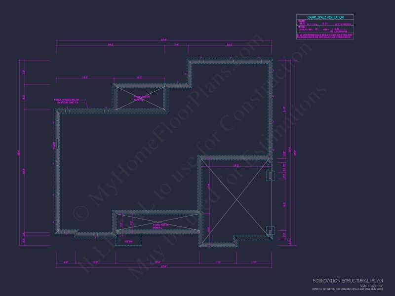 Modern Ranch house Floor Plan with CAD Blueprint Designs