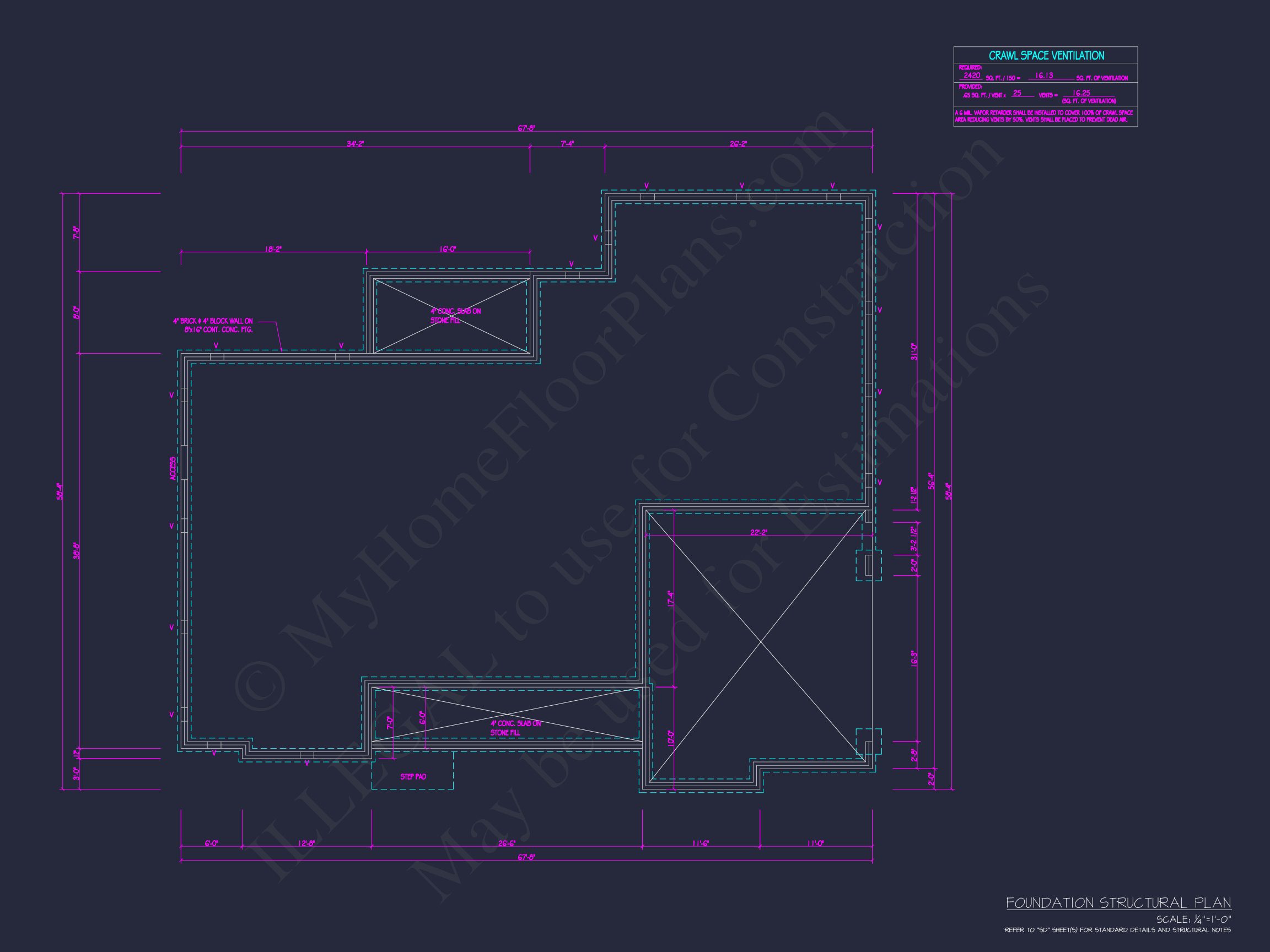 Modern Ranch house Floor Plan with CAD Blueprint Designs