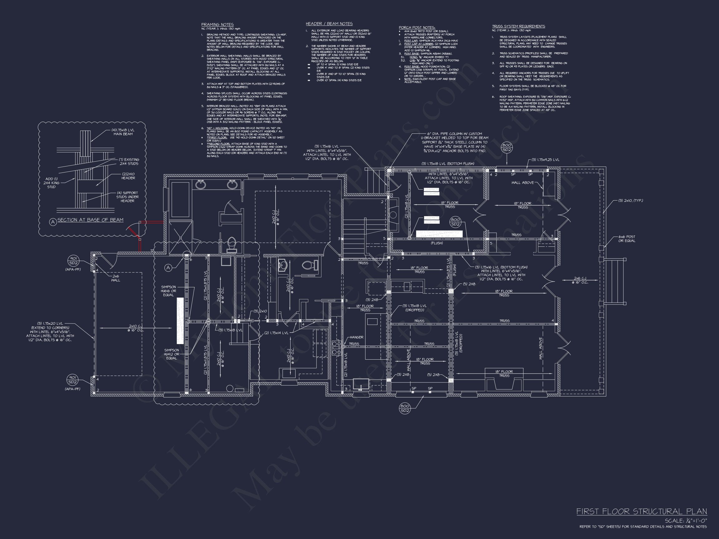 Modern Southern house Plan with Detailed CAD Architecture
