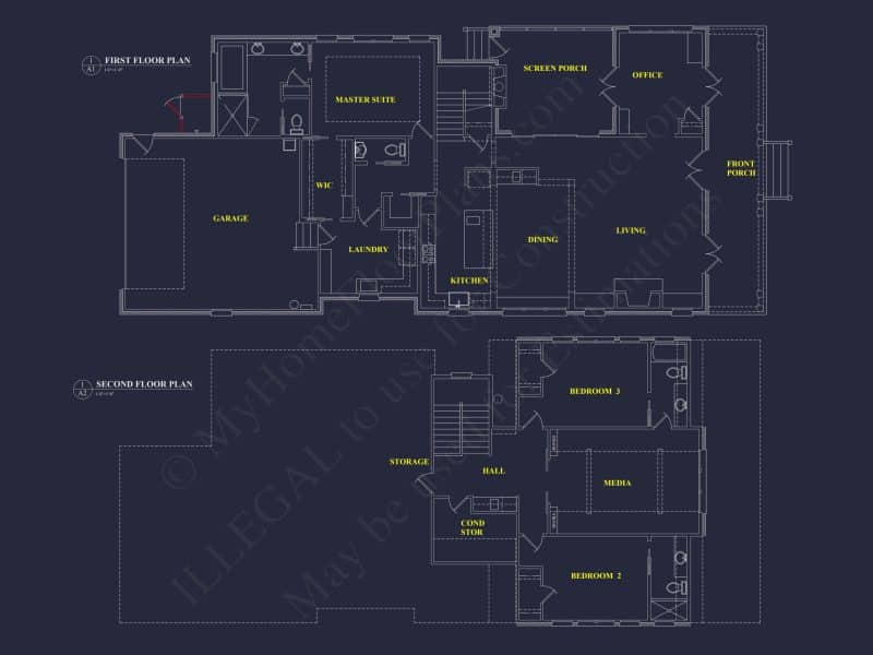 Modern Southern house Plan with Detailed CAD Architecture