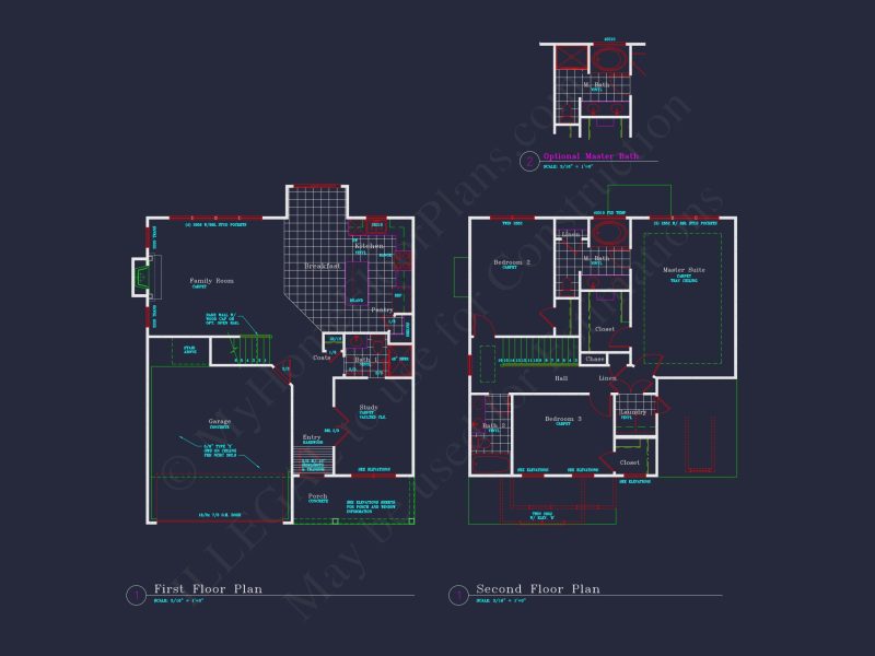 Modern Suburban house Floor Plan with CAD Architectural Designs