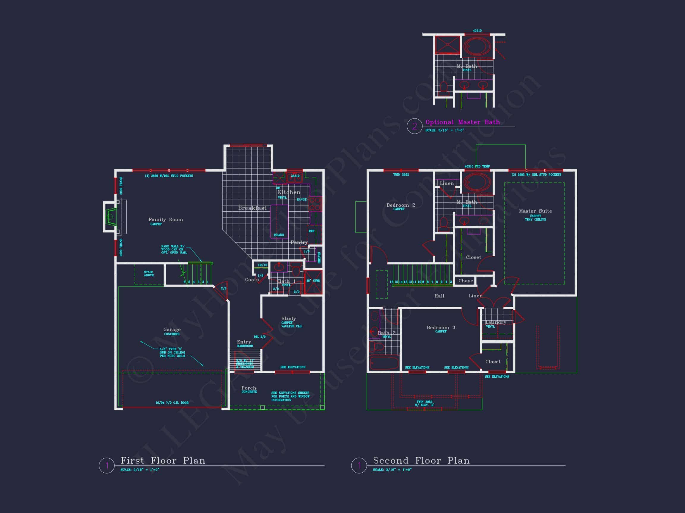 Modern Suburban house Floor Plan with CAD Architectural Designs