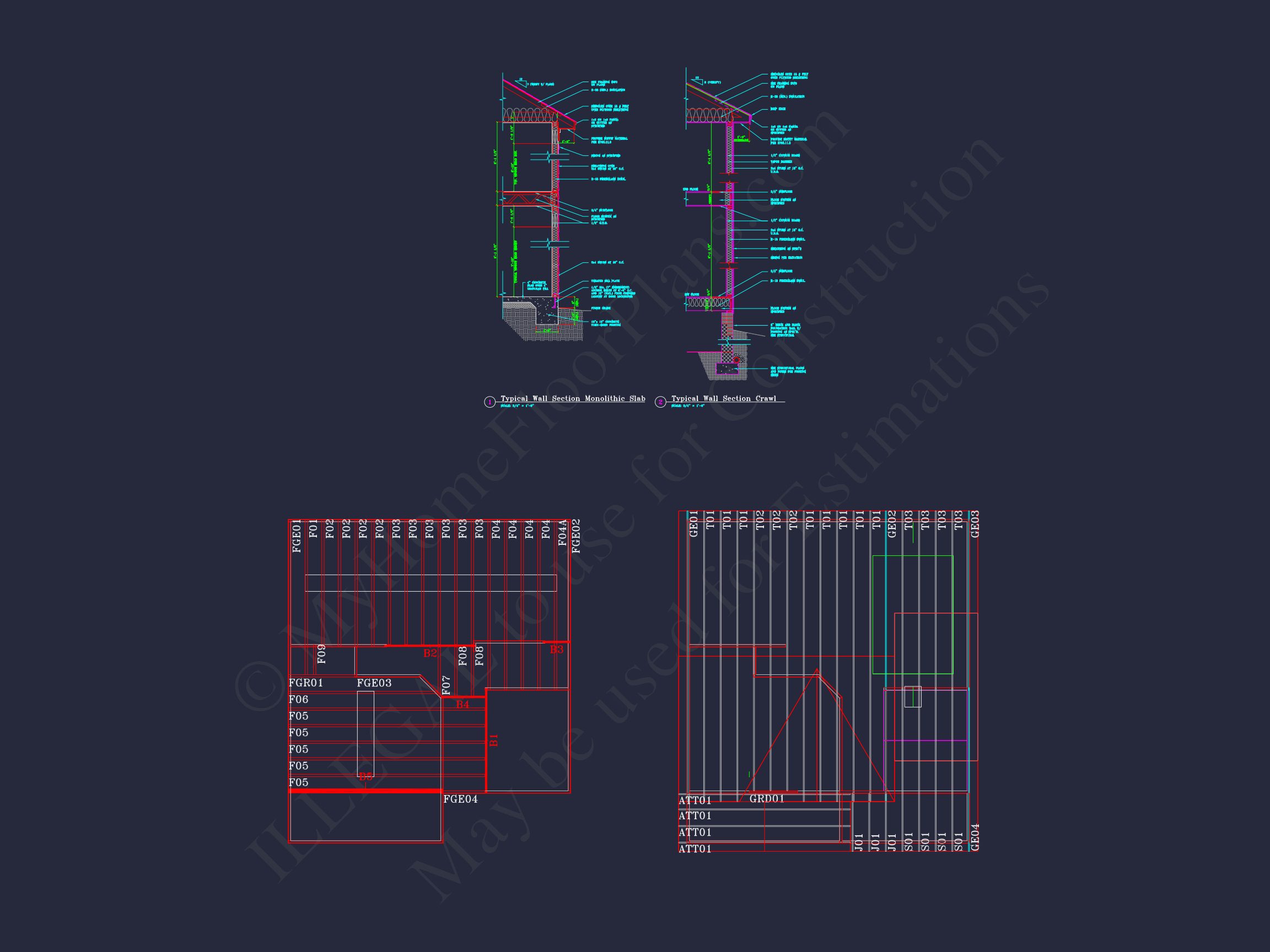 Modern Suburban house Floor Plan with CAD Architectural Designs