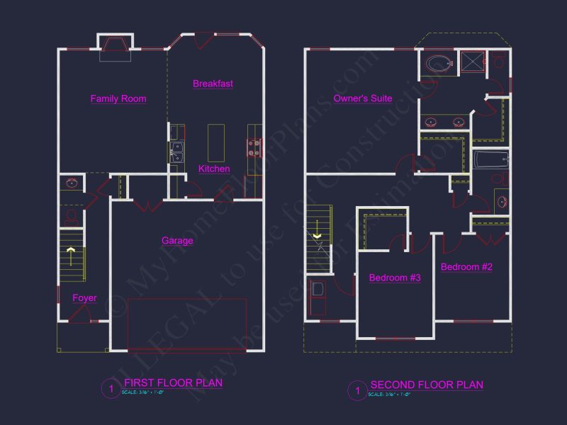 Modern Suburban house Plan: 2-Story Blueprint with CAD Designs
