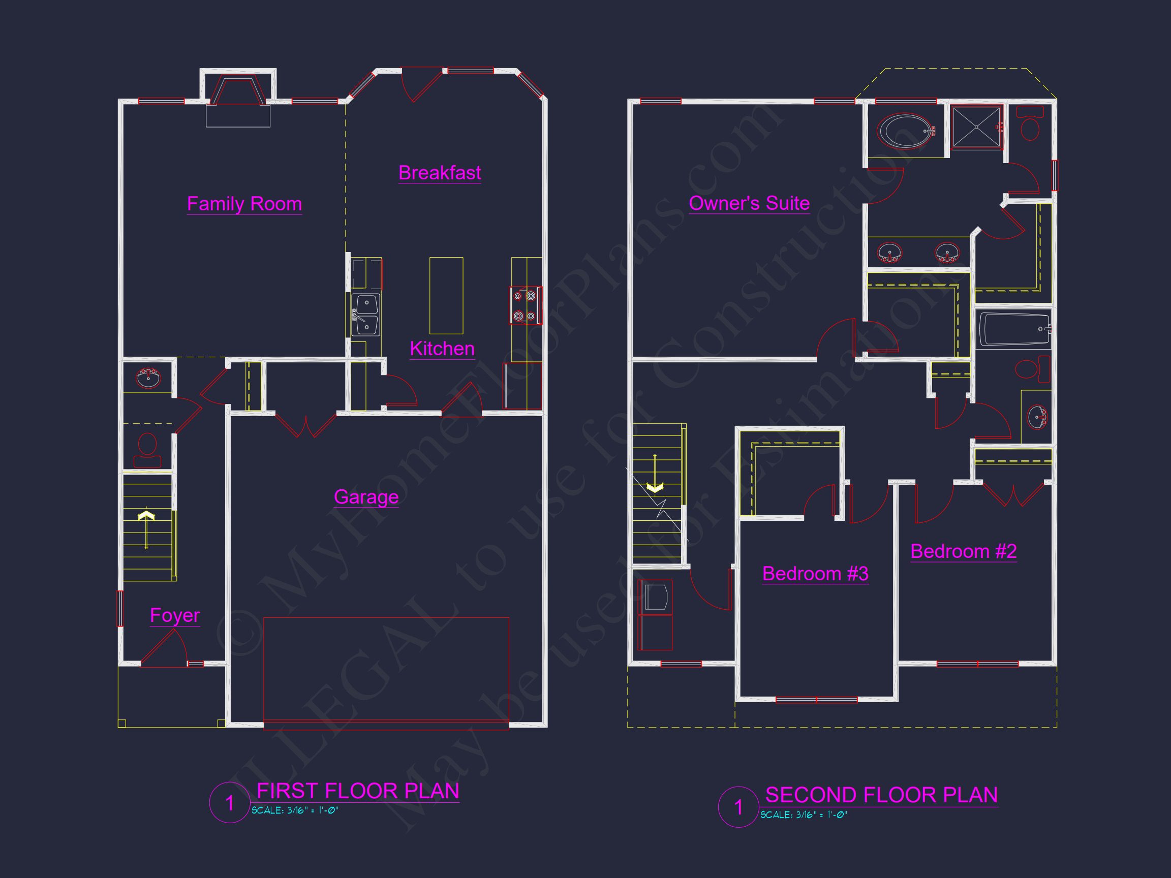 Modern Suburban house Plan: 2-Story Blueprint with CAD Designs