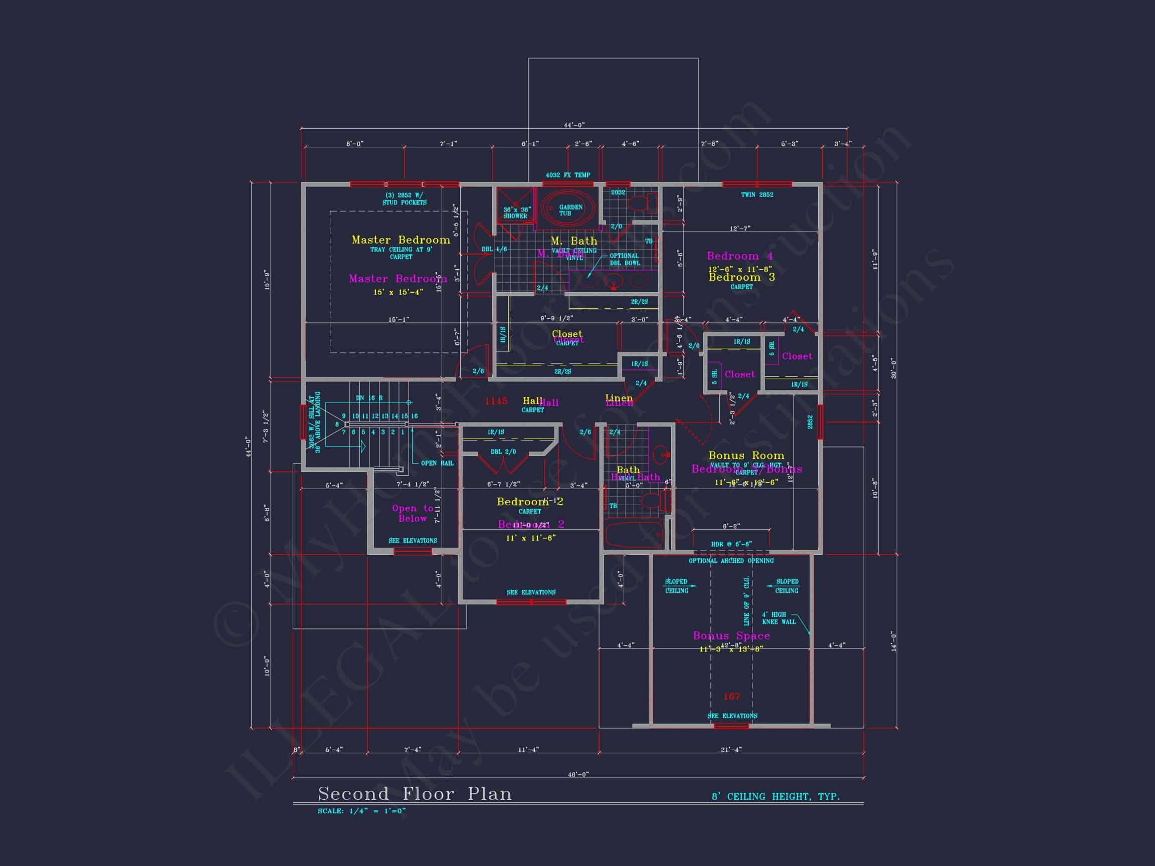 Modern Suburban house Plan: 4 Bedrooms,2.5 Baths,CAD Designs