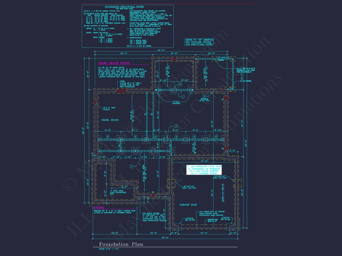 Modern Suburban house Plan: 4 Bedrooms, 2.5 Baths, CAD Designs