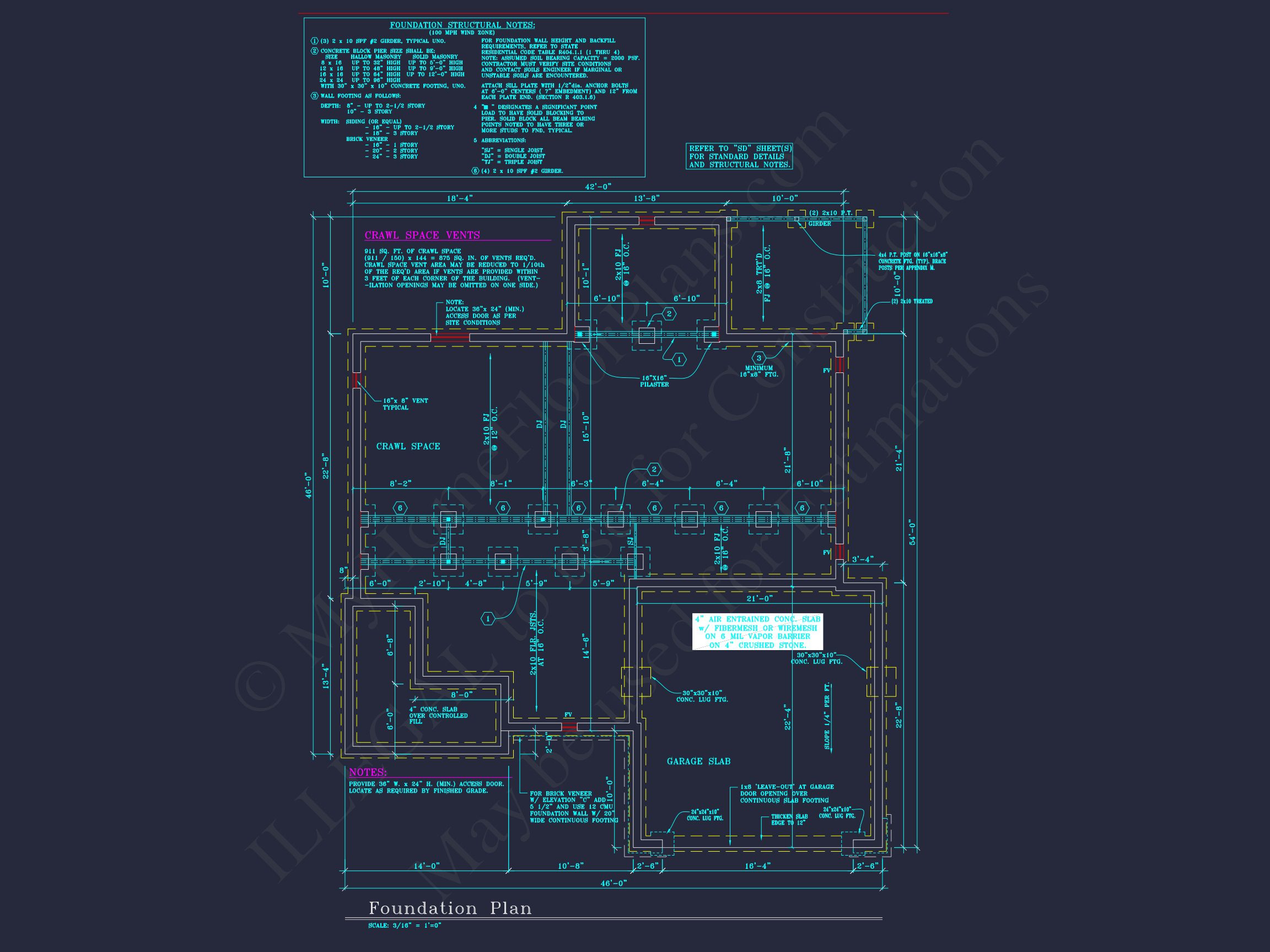 Modern Suburban house Plan: 4 Bedrooms,2.5 Baths,CAD Designs