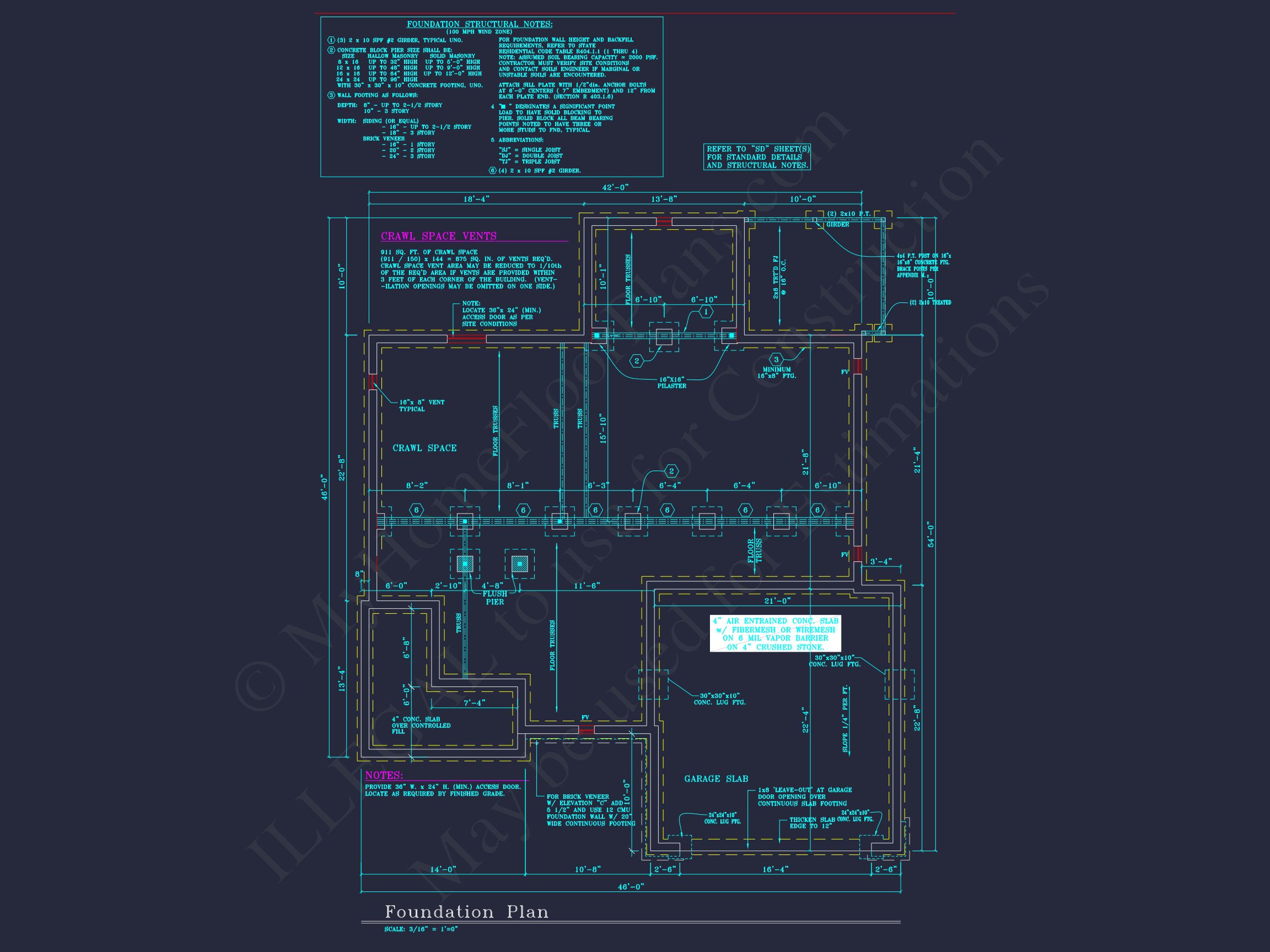 Modern Suburban house Plan: 4 Bedrooms,2.5 Baths,CAD Designs