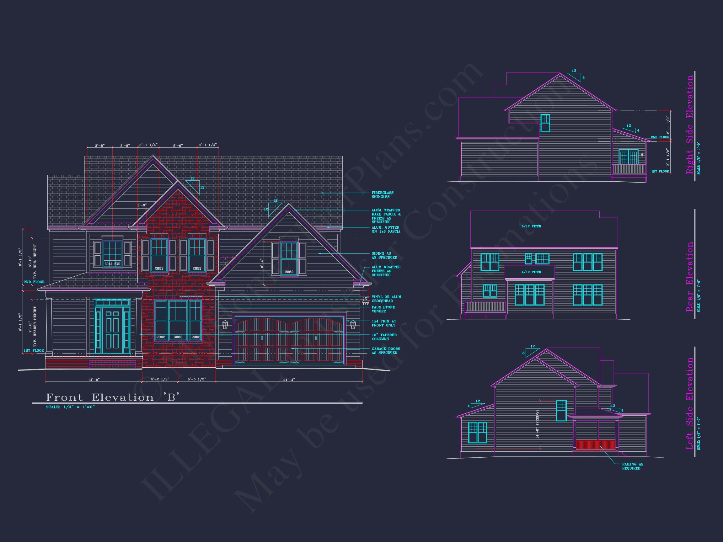 Modern Suburban house Plan: 4 Bedrooms,2.5 Baths,CAD Designs