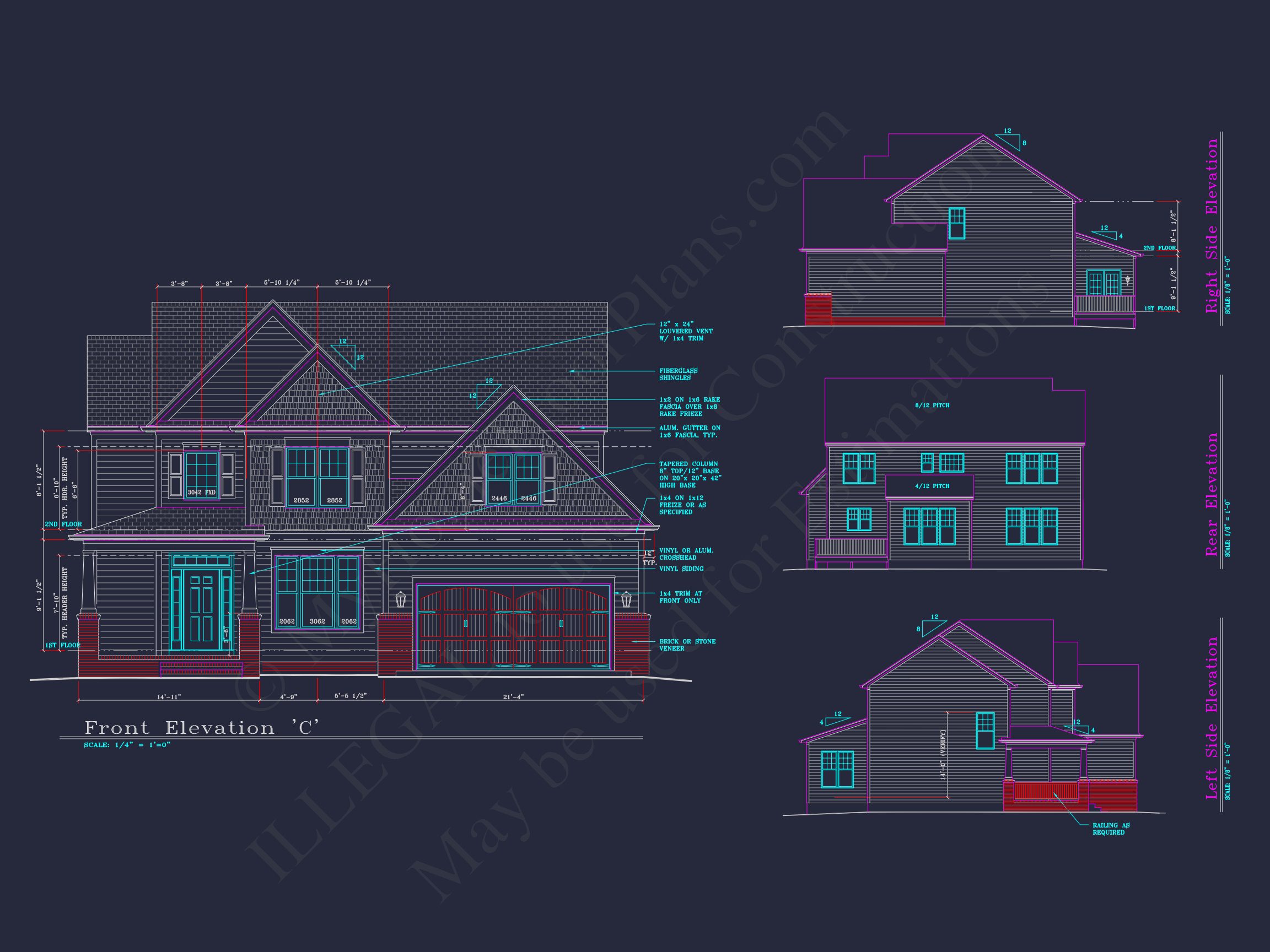 Modern Suburban house Plan: 4 Bedrooms,2.5 Baths,CAD Designs