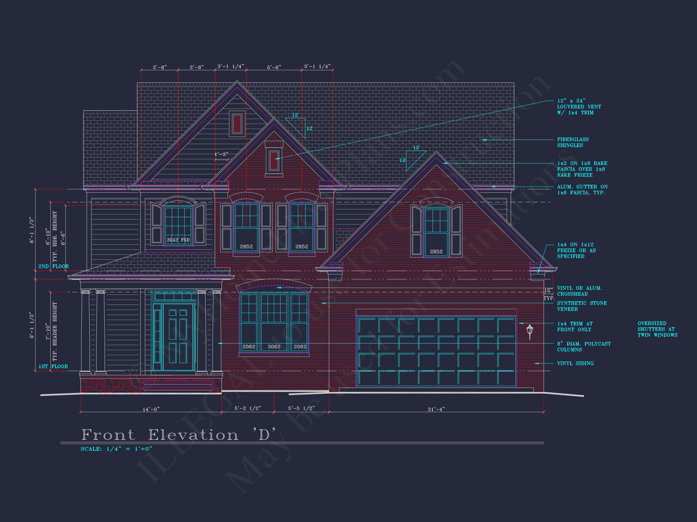 Modern Suburban house Plan: 4 Bedrooms,2.5 Baths,CAD Designs