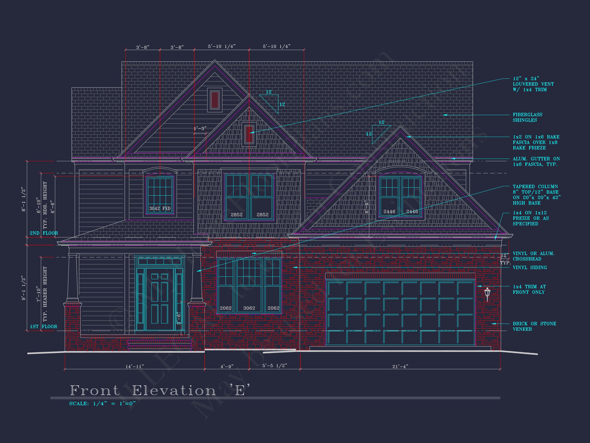 Modern Suburban house Plan: 4 Bedrooms,2.5 Baths,CAD Designs