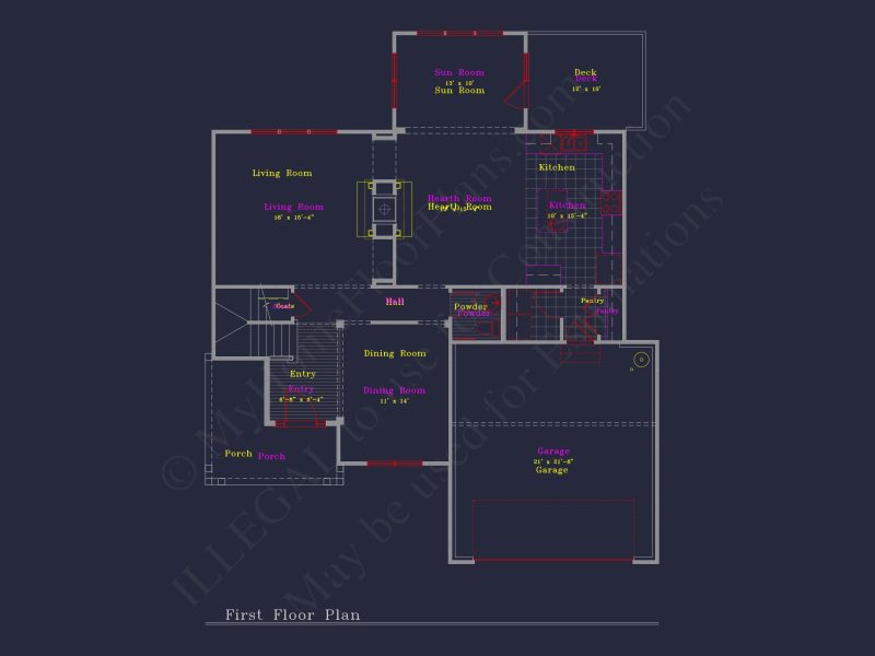 Modern Suburban house Plan: 4 Bedrooms, 2.5 Baths, CAD Designs