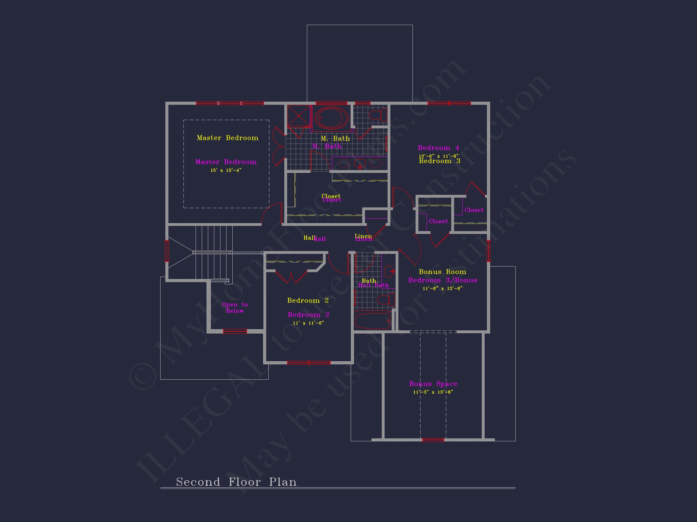 Modern Suburban house Plan: 4 Bedrooms,2.5 Baths,CAD Designs