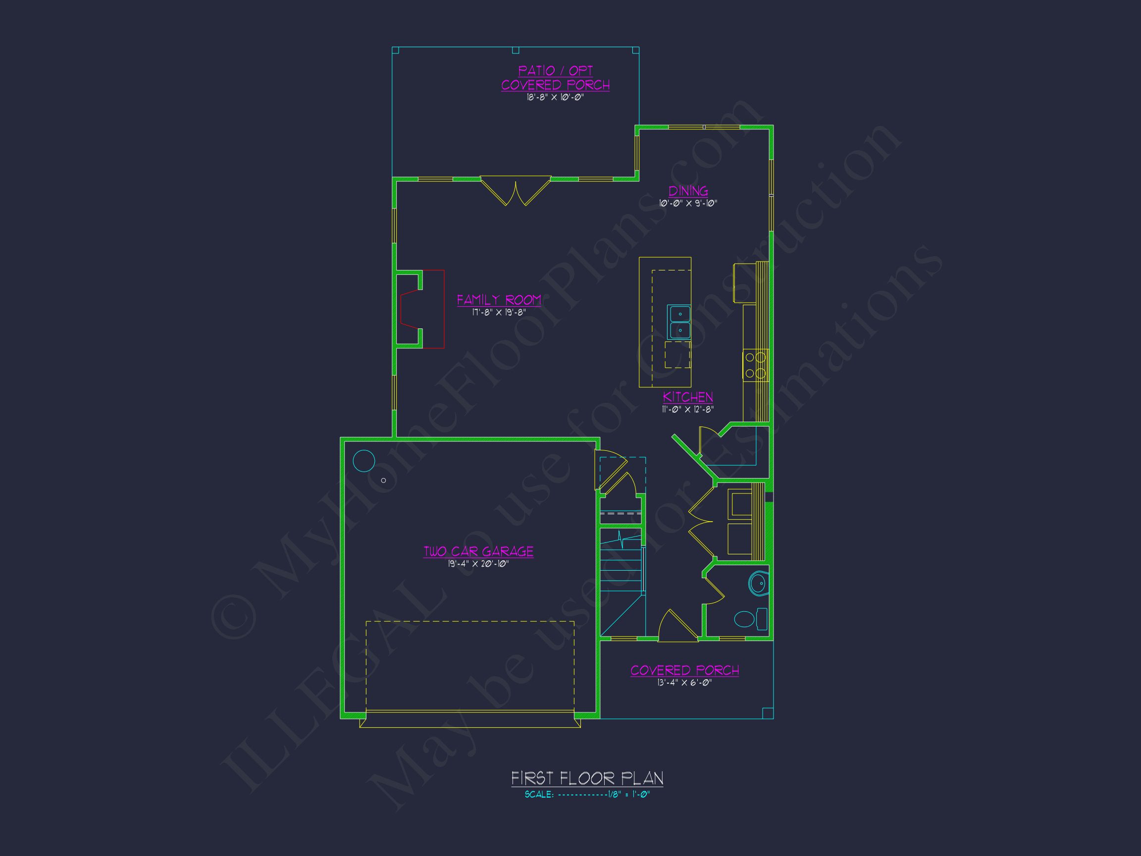 Modern Suburban house Plan with 2 Floors and 2,033 Sq Ft