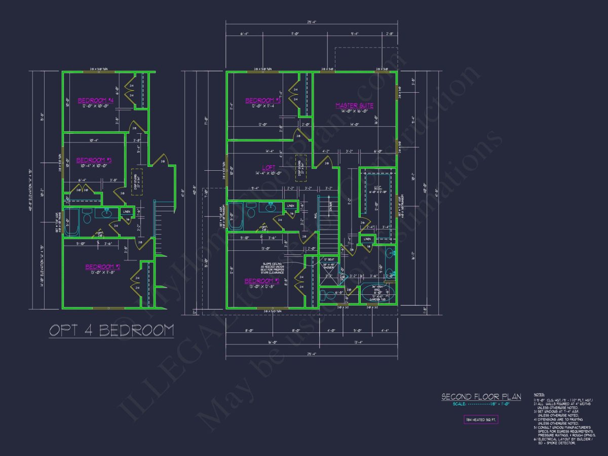 Modern Suburban house Plan with 2 Floors and 2, 033 Sq Ft