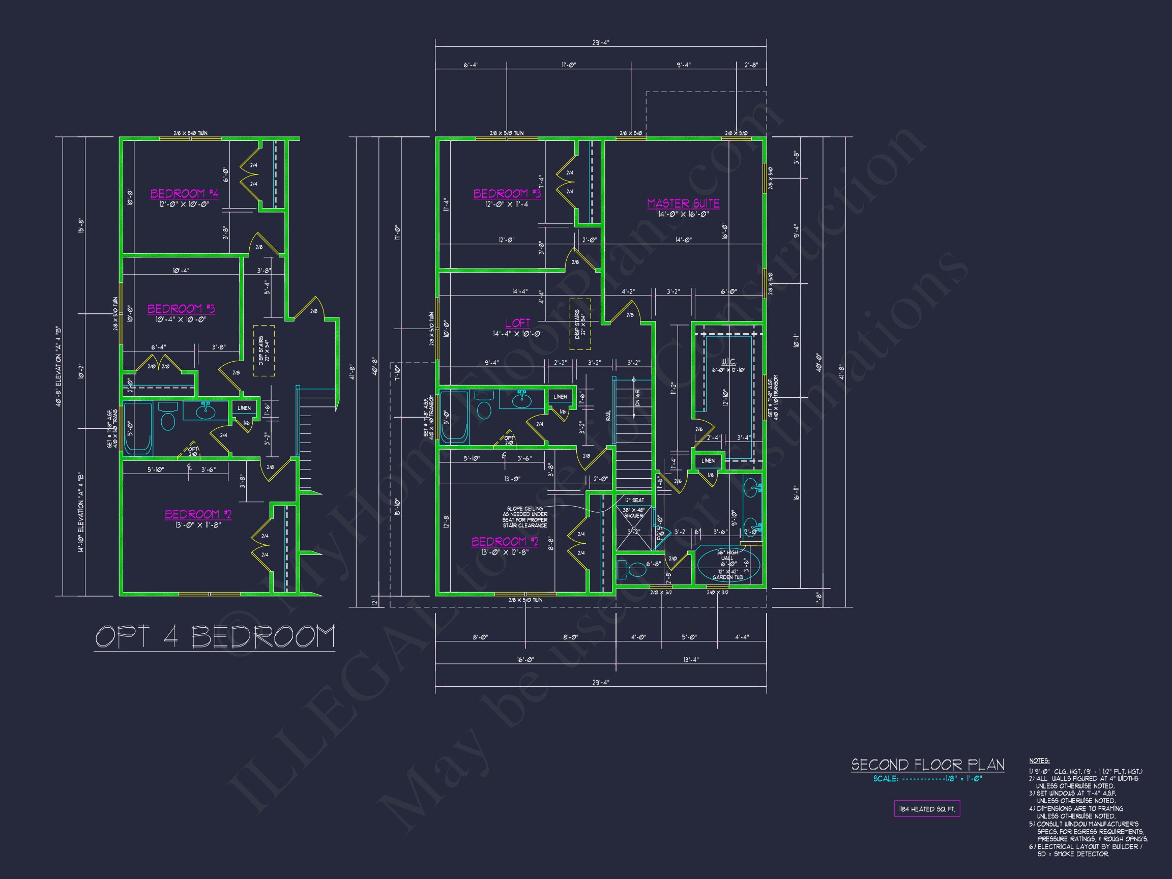 Modern Suburban house Plan with 2 Floors and 2,033 Sq Ft