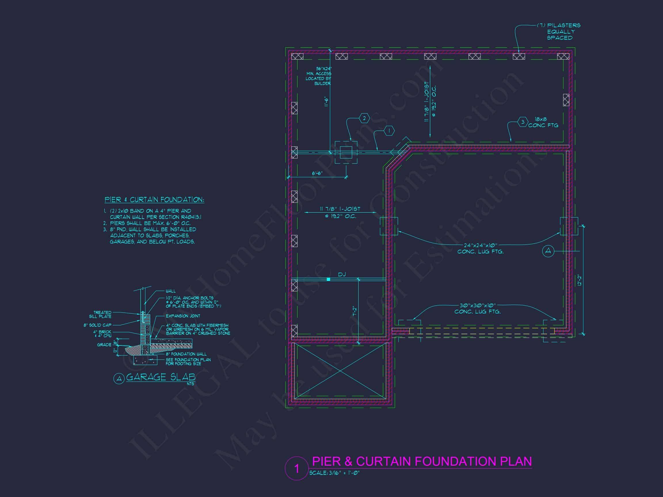 Modern Suburban house Plan with 2 Stories & 3 Bedrooms