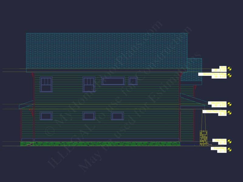 Modern Suburban house Plan with 2-Story CAD Blueprint Designs