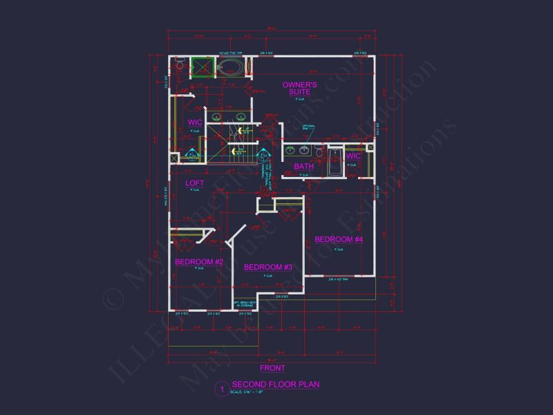 Modern Suburban house Plan with 4 Bedrooms and CAD Designs