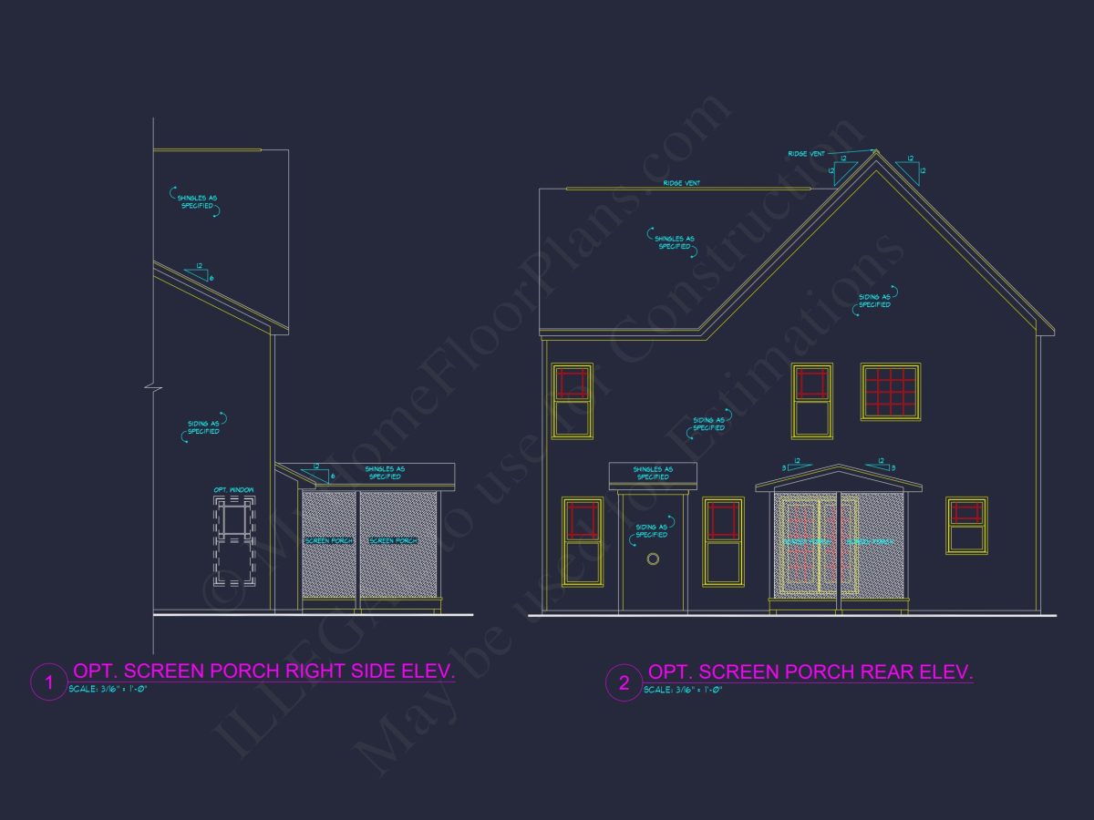 Modern Suburban house Plan with 4 Bedrooms and CAD Designs