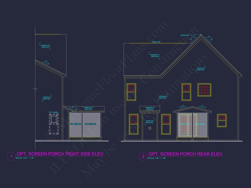 Modern Suburban house Plan with 4 Bedrooms and CAD Designs