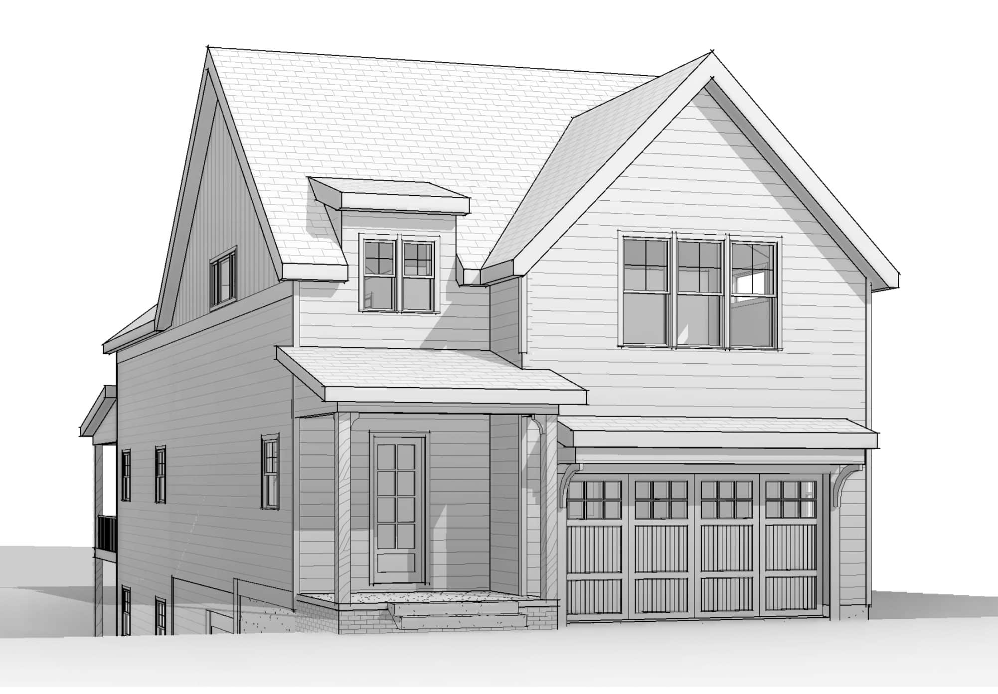 Modern Suburban house Plan with CAD Designs and 2 Floors